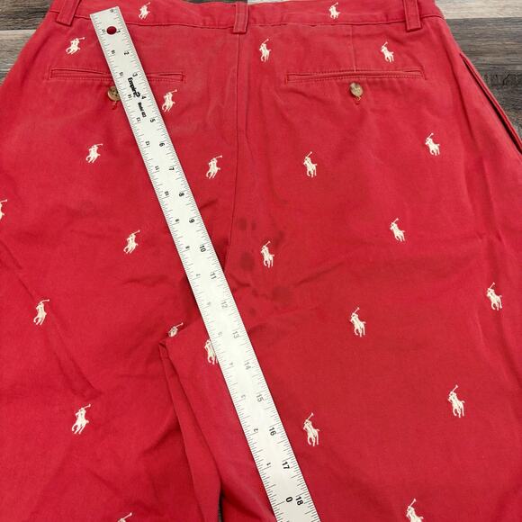 Vintage 90s Y2K Polo Ralph Lauren Red‎ Embroidered Pony AOP Mens 31 Tyler Shorts - Picture 6 of 12